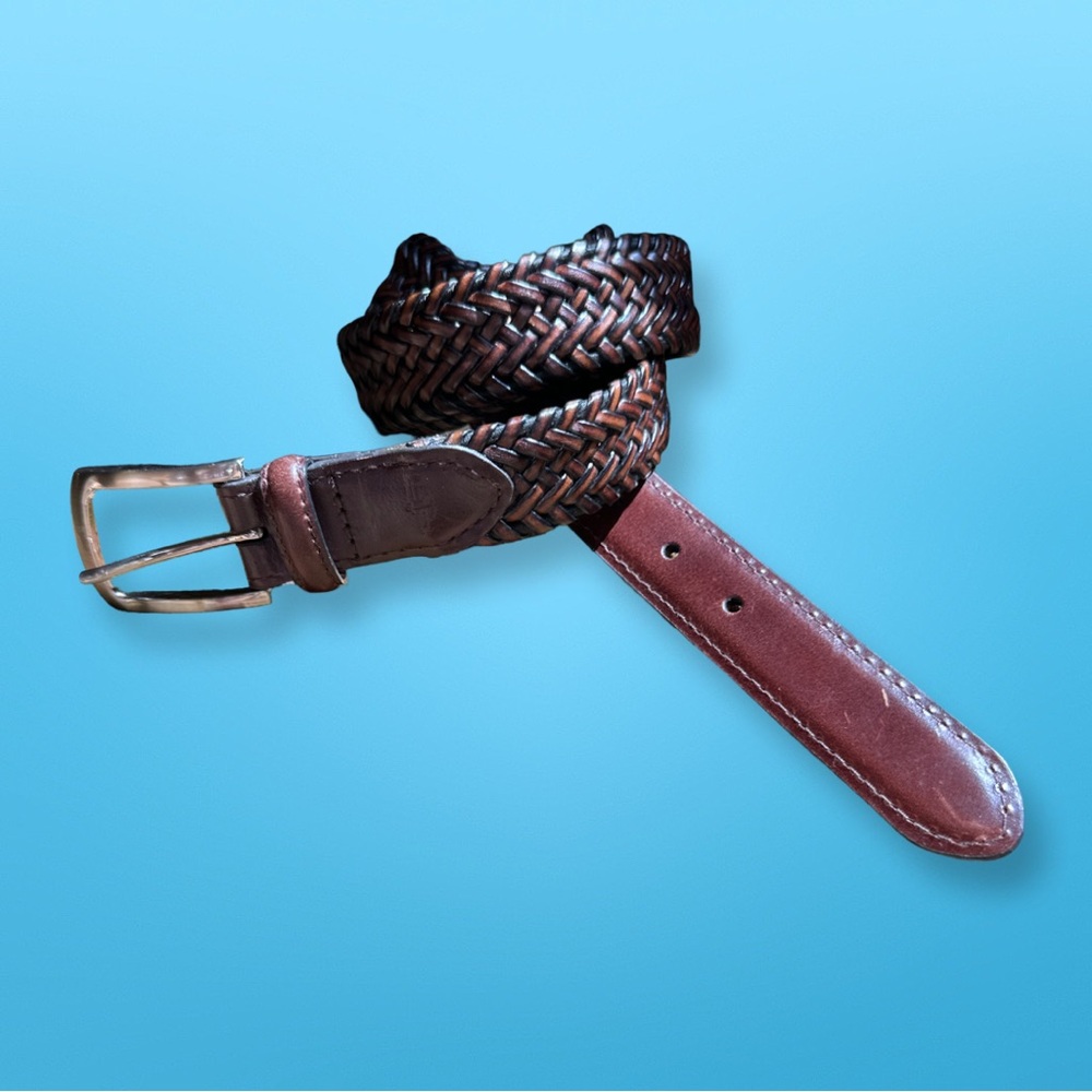 Elegant Brown Braided Leather Belt